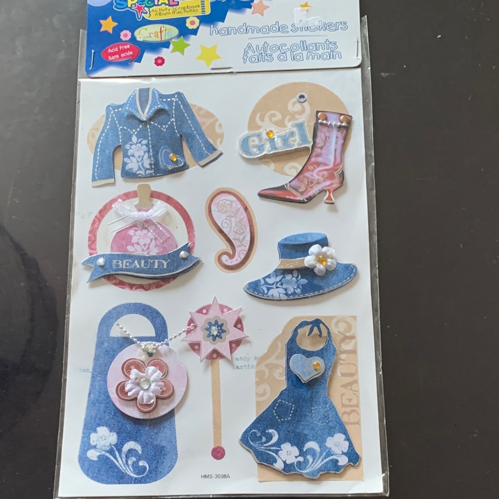 Girl power Blue and Pink Handmade Stickers Set